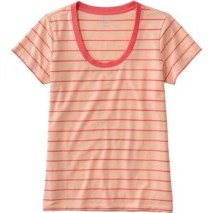 LL Bean Women's Small Soft Stretch Supima Tee Scoopneck Short-Sleeve Stripe